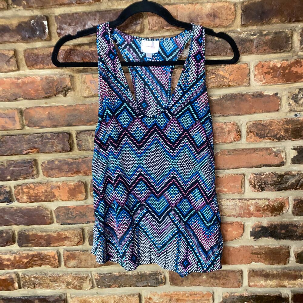 Parker Multicolored Polka Dot Racerback Silk Sleeveless Tank Top Women's Small